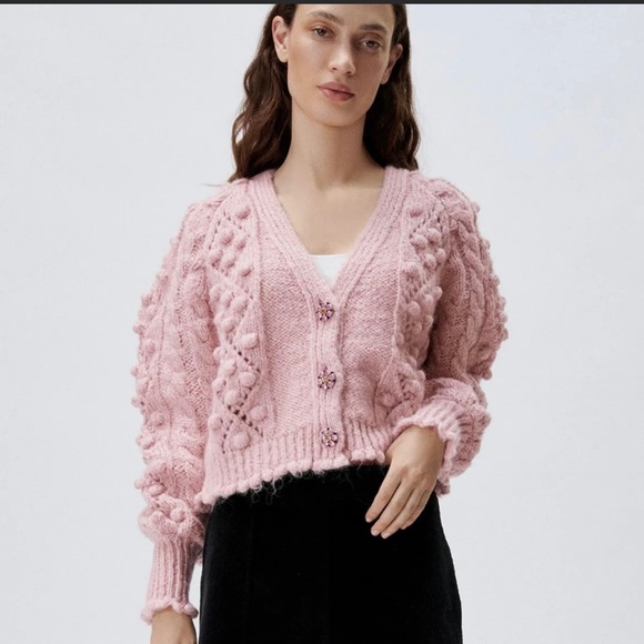 Zara Jewel Button Knit Cardigan - Picture 2 of 7